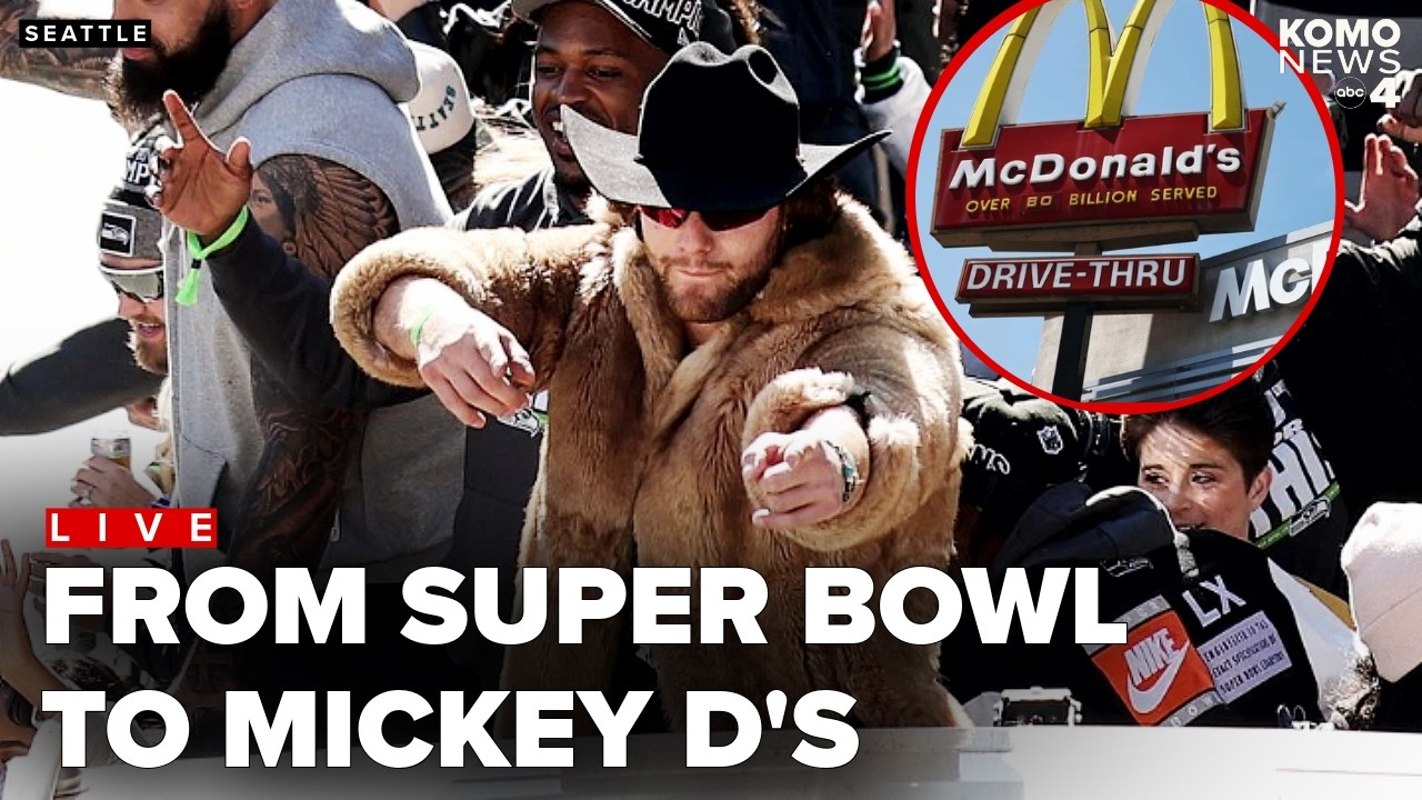 Seahawks champion tight end AJ Barner works shift at Seattle McDonald's after Super Bowl win