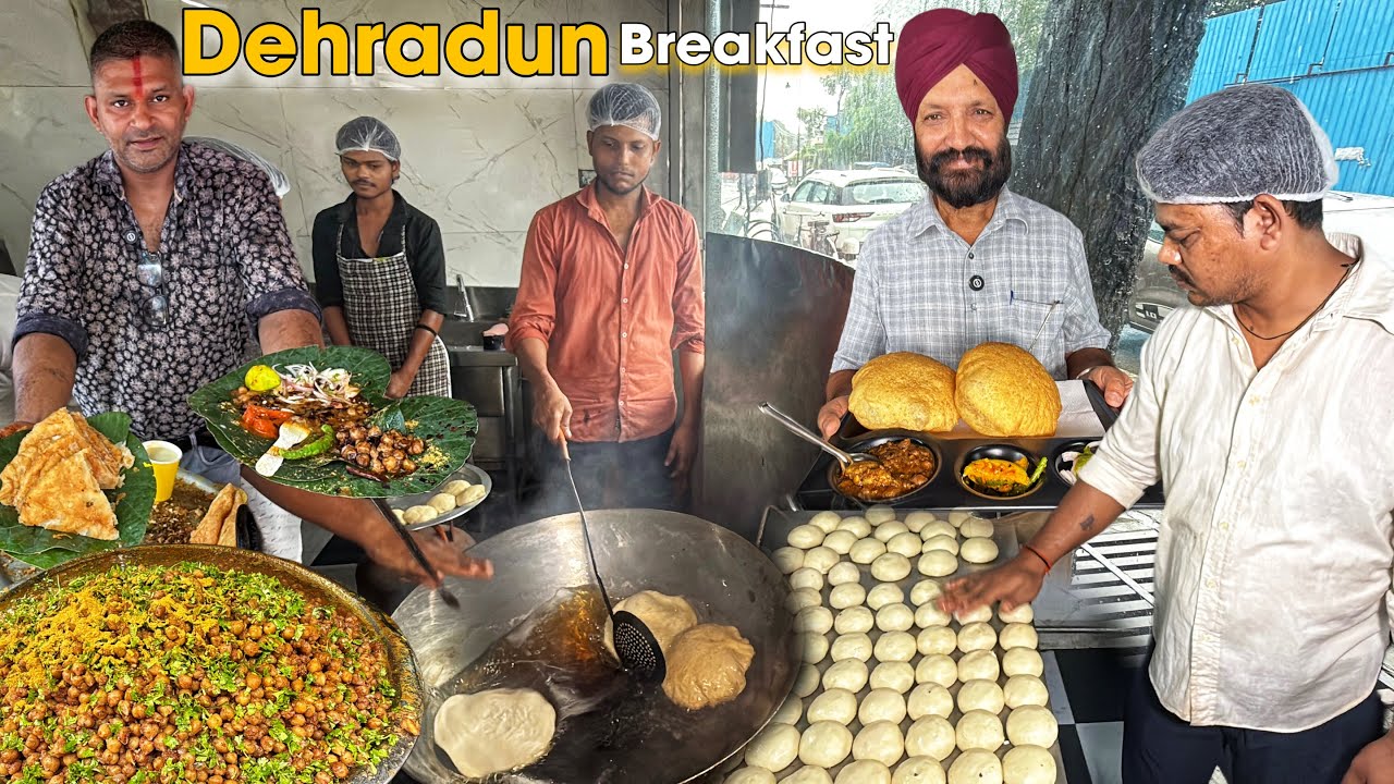 Dehradun Street Food Tour | Breakfast in Dehradun | Bathure Chole , chole kulche , poori , katlambe