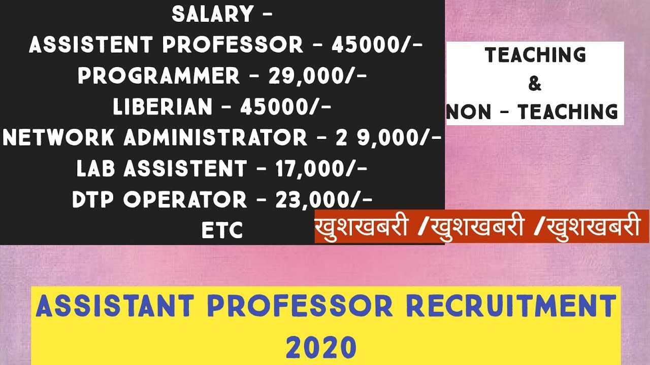 Assistant professor vacancy 2020 with fixed salary // contract base job
