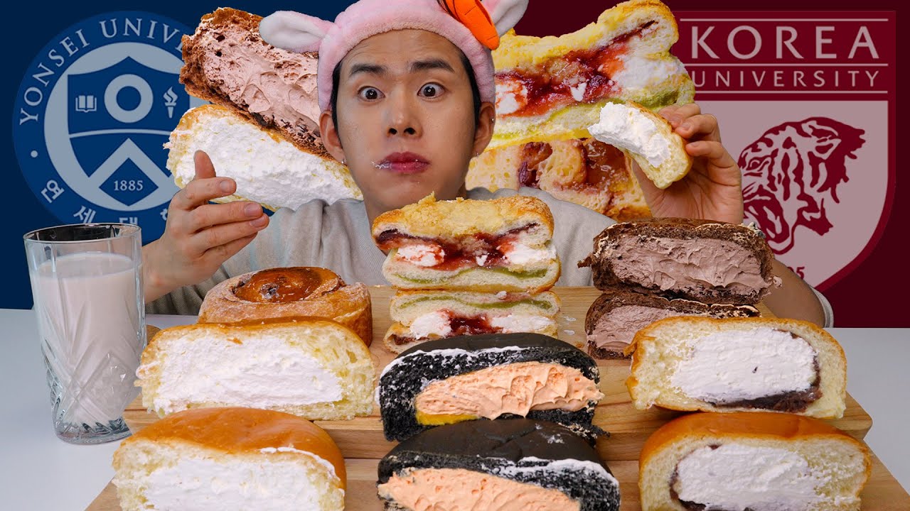 ASMR MUKBANG! 빵으로 연고전! 고연전! 누가 이겼을까?! 편의점 핫한빵들 포슬포슬 꾸덕꾸덕 먹방🍞🥐! (SUB)