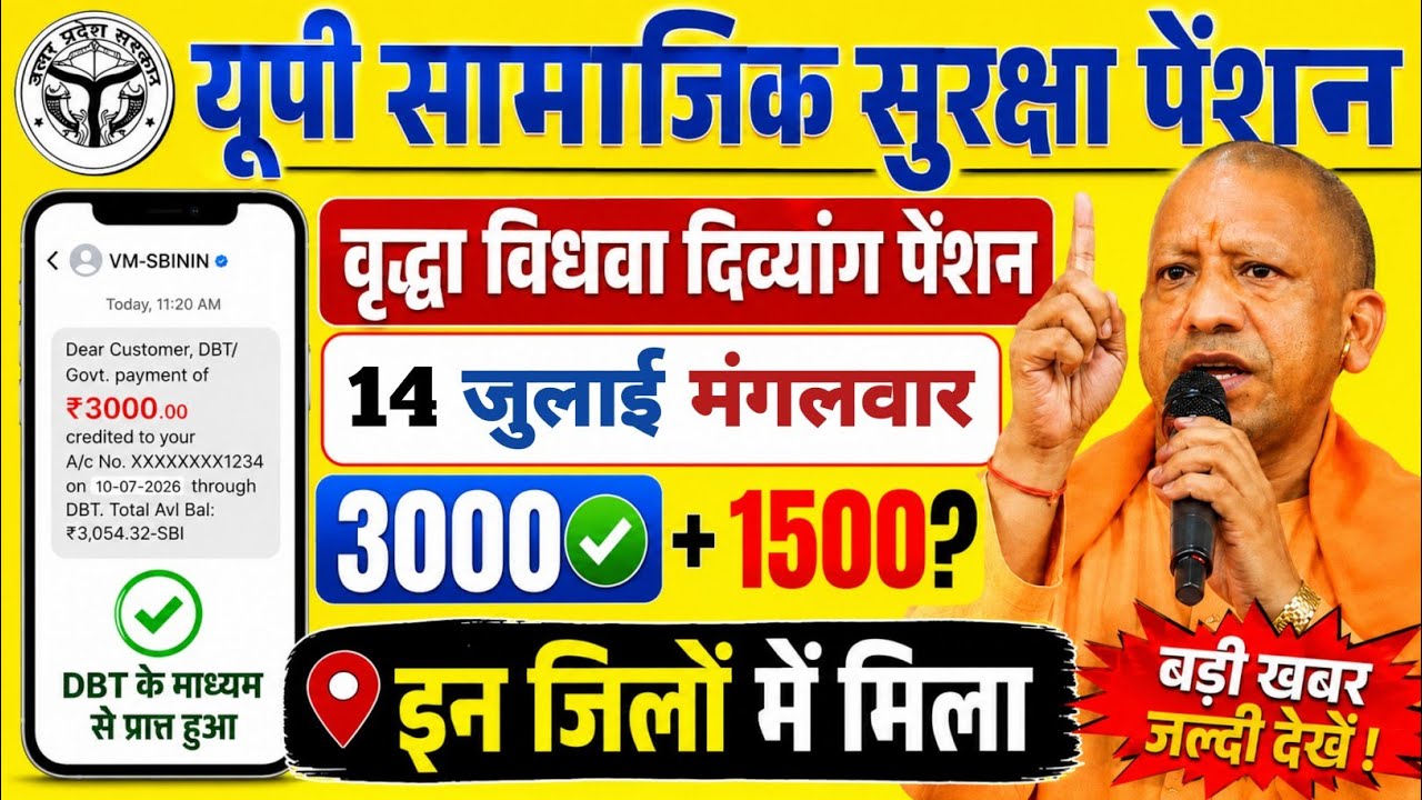 UP Pension News Today | वृद्धा, विधवा, दिव्यांग पेंशन ₹3000 जारी | ₹1500 एरियर कब आएंगे?