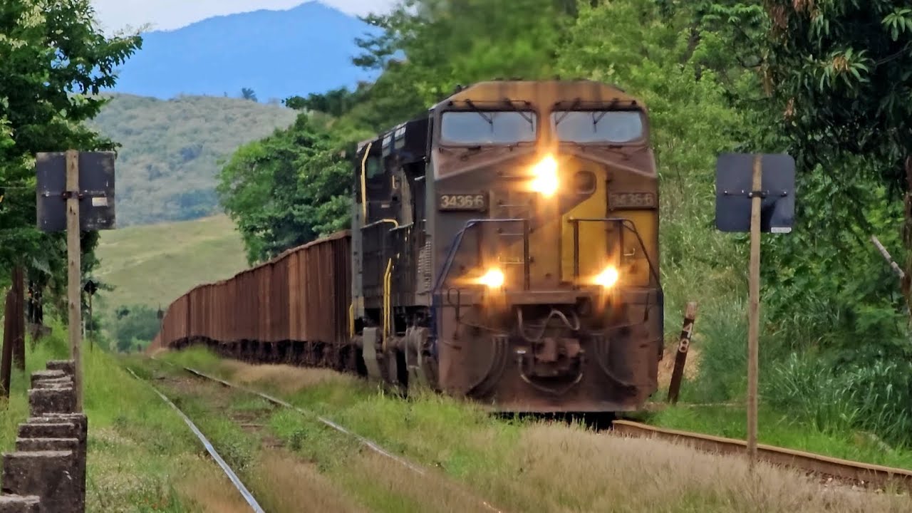 MRS - Dupla de locomotivas no minério carregado.