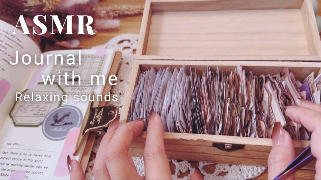 ASMR|シールブックを使って、緑ピンクコラージュ💚🩷Scrapbooking Journaling Relaxing sounds