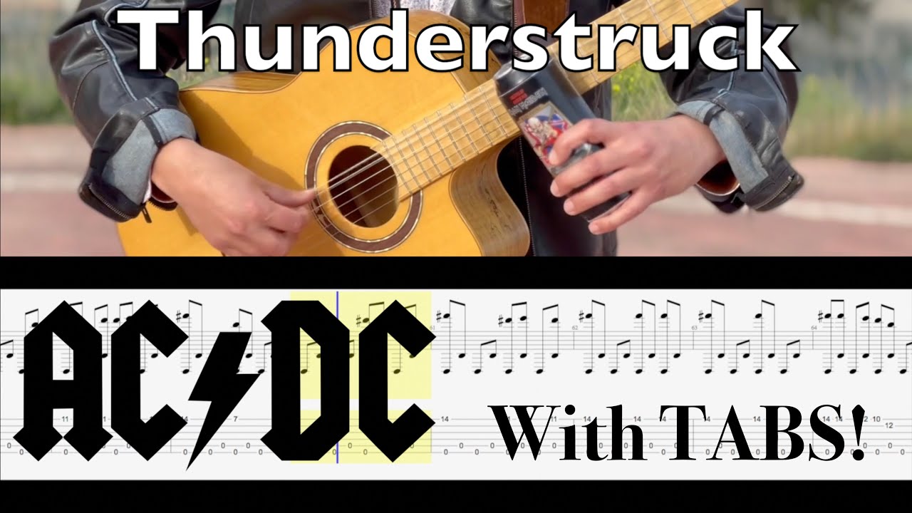 ACDC Thunderstruck Guitar Cover/Tutorial with TABS | Classical Acoustic Fingerstyle - Thomas Zwijsen