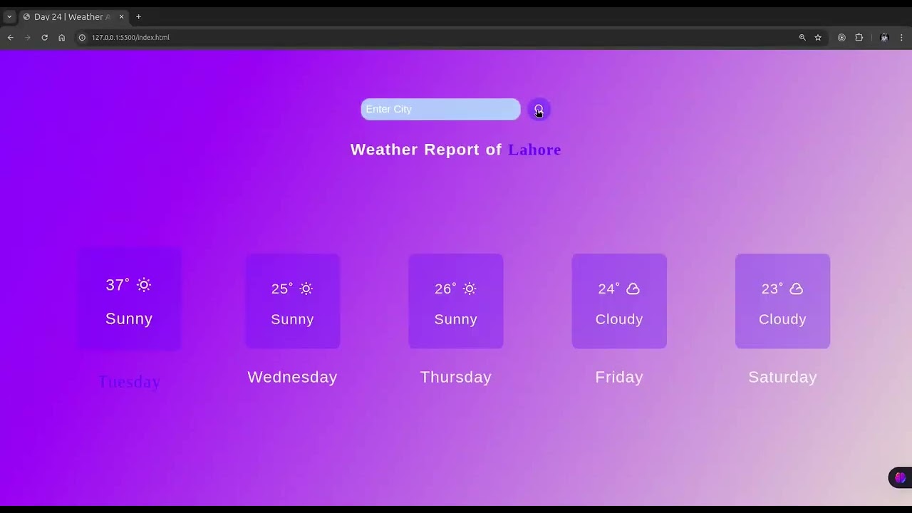 Dynamic DOM manipulation | HTML, CSS, JS project | Simple Weather Dashboard | OpenWeather API