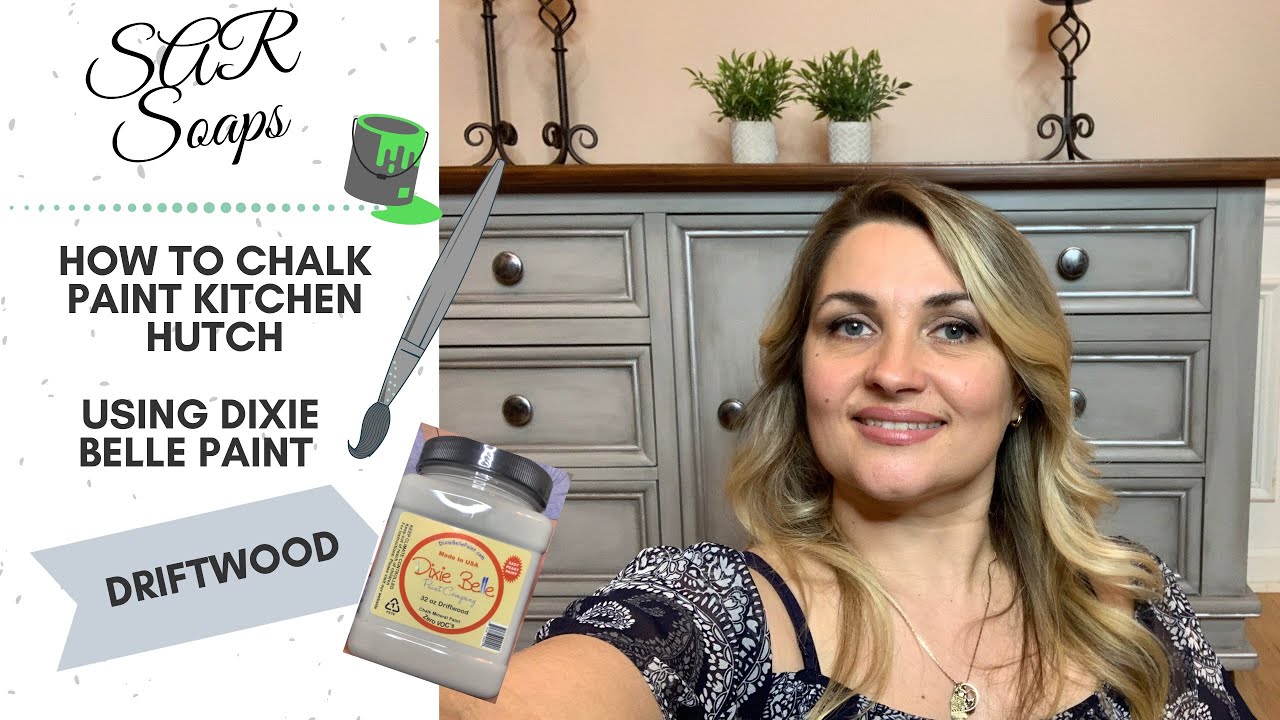 How to Chalk Paint Kitchen Hutch / Makeover with Dixie Belle  Chalk Paint Driftwood  DIY.( Part 1)
