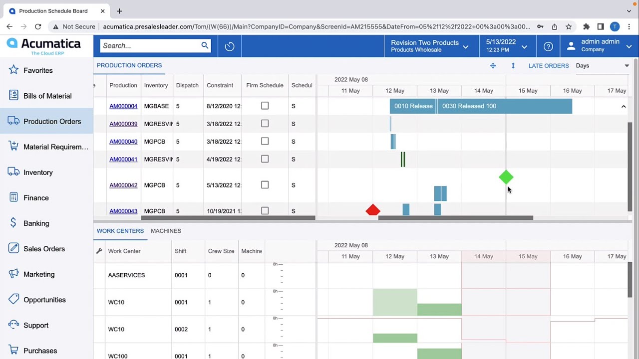 Acumatica Production Scheduling - By Opus