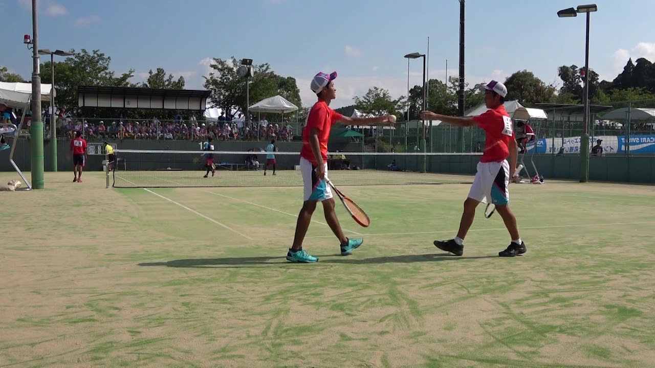 2019年IH ソフトテニス 男子 ダブルス 3回戦 野田空・友田速斗（岡山理大附 岡山）vs 三間悠生・松野修也（神戸星城 兵庫）