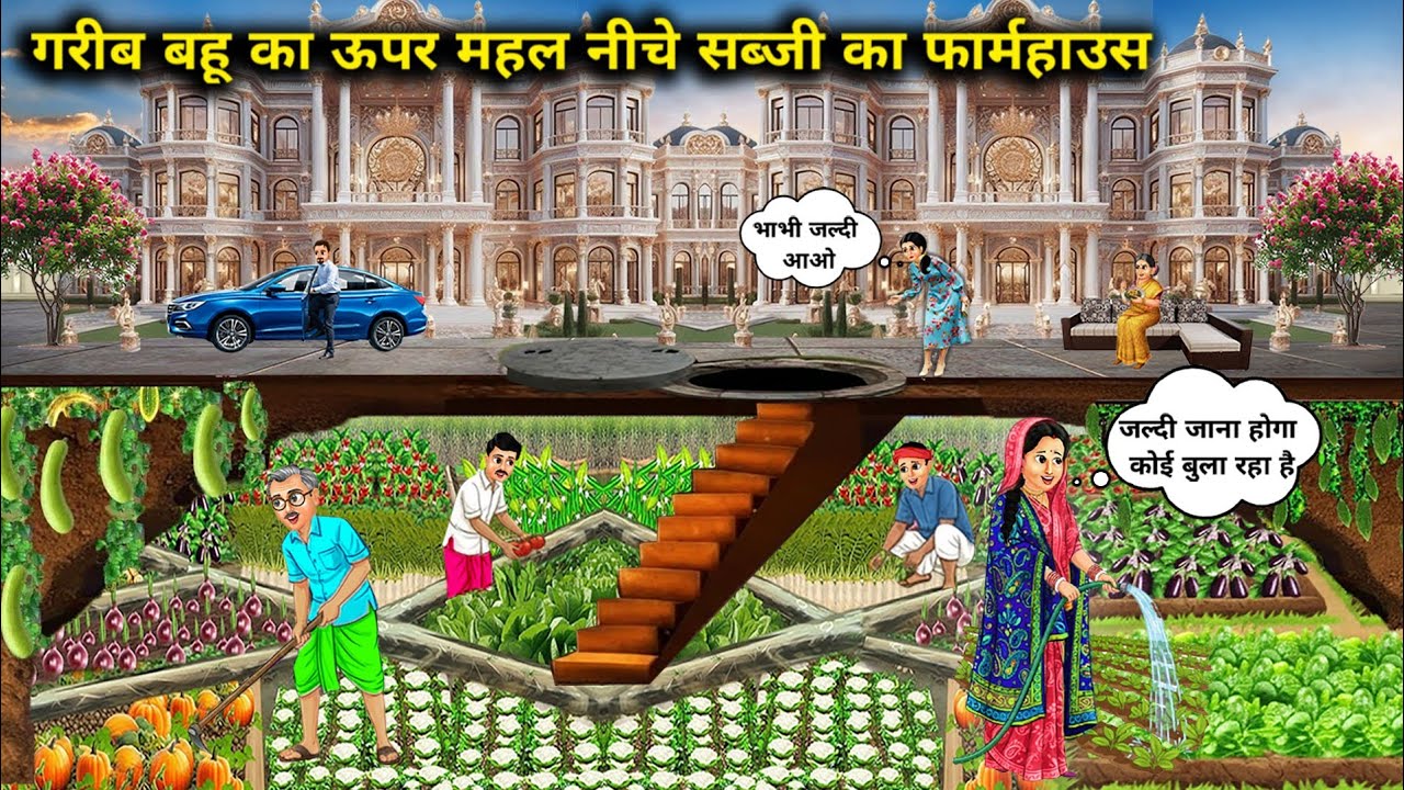 गरीब बहू का ऊपर महल नीचे सब्जी का फार्महाउस || Poor daughter-in-law's palace above and vegetable....