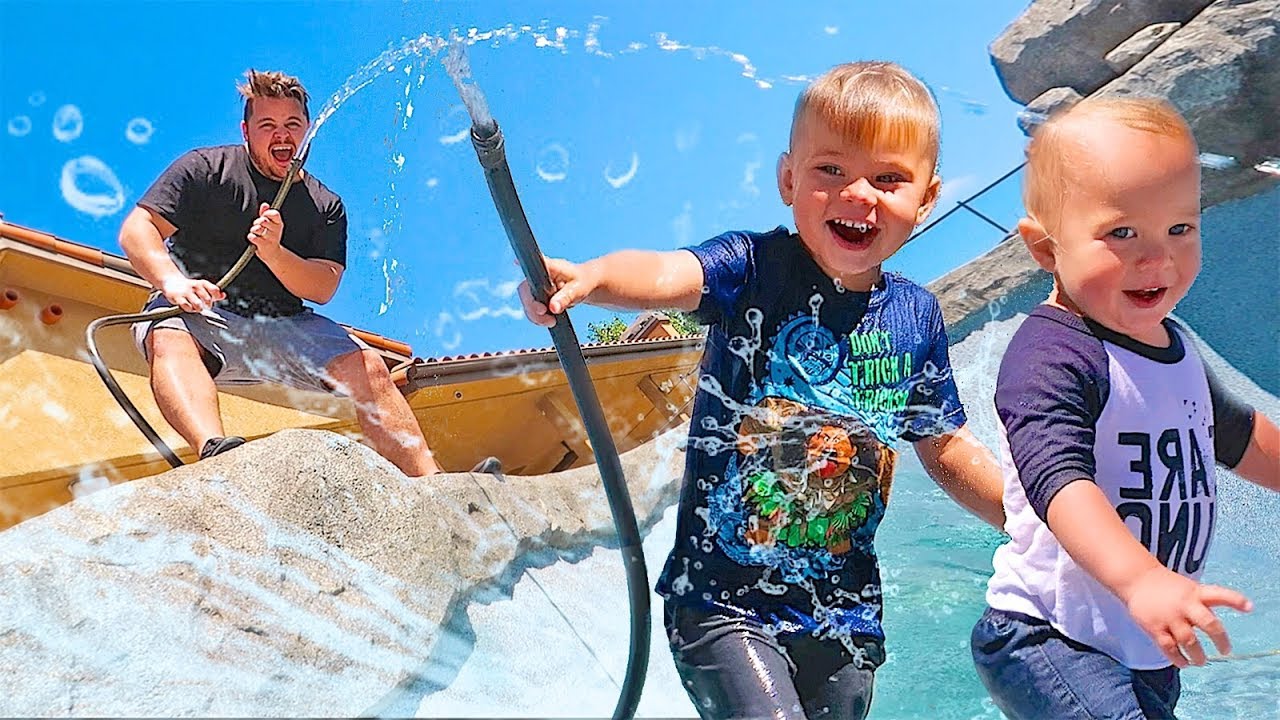 FILLING OUR NEW POOL WITH WATER! REMODELED POOL SURPRISE REVEAL!