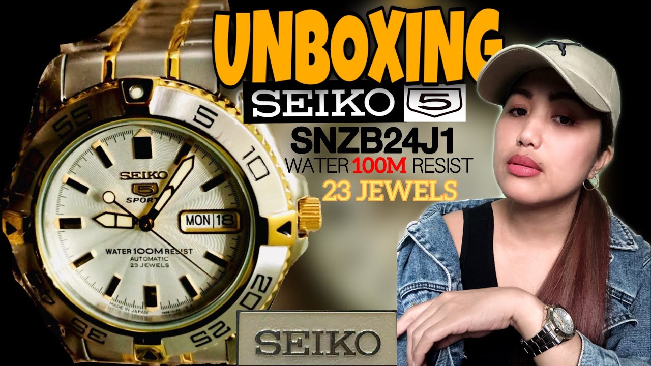 UNBOXING SEIKO 5 SPORTS AUTOMATIC SNZB24J1 23 JEWELS || Ghema Maureene || #seiko