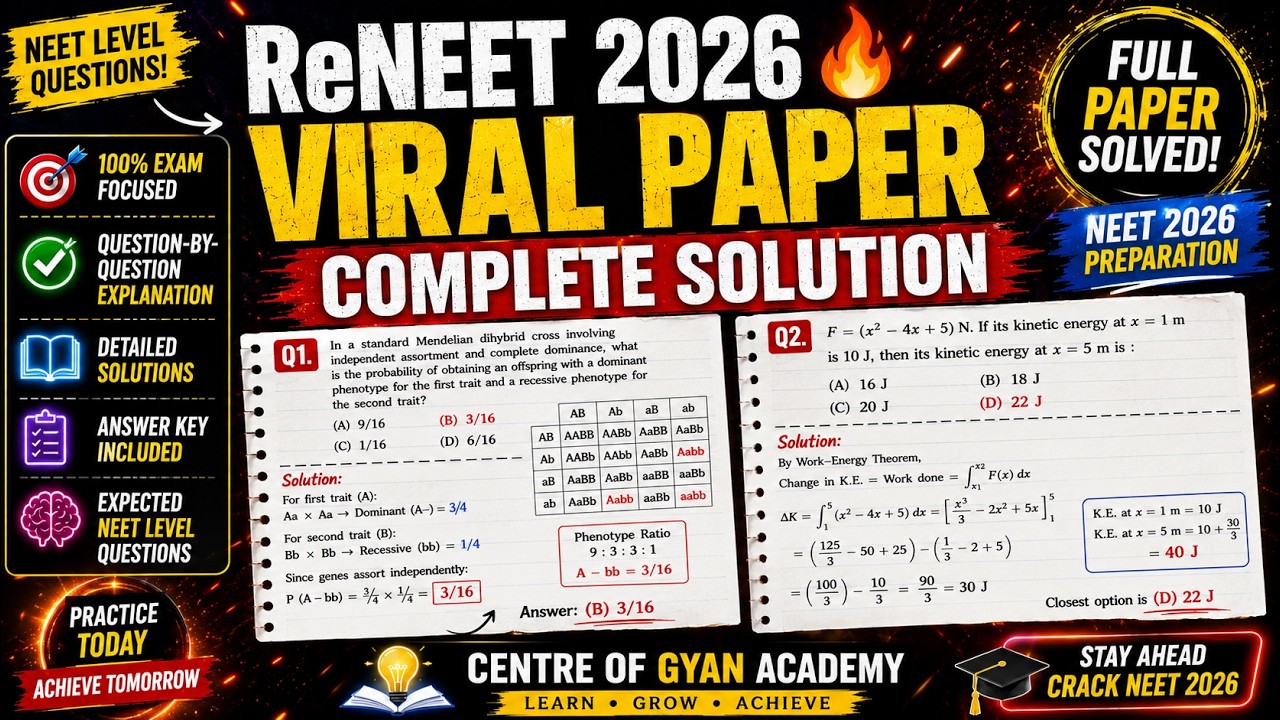 🚨 ReNEET 2026 Viral Paper 🔥 | Telegram Paper Explained 📲 | Complete Solution ✅ #reneet2026 #neet2026