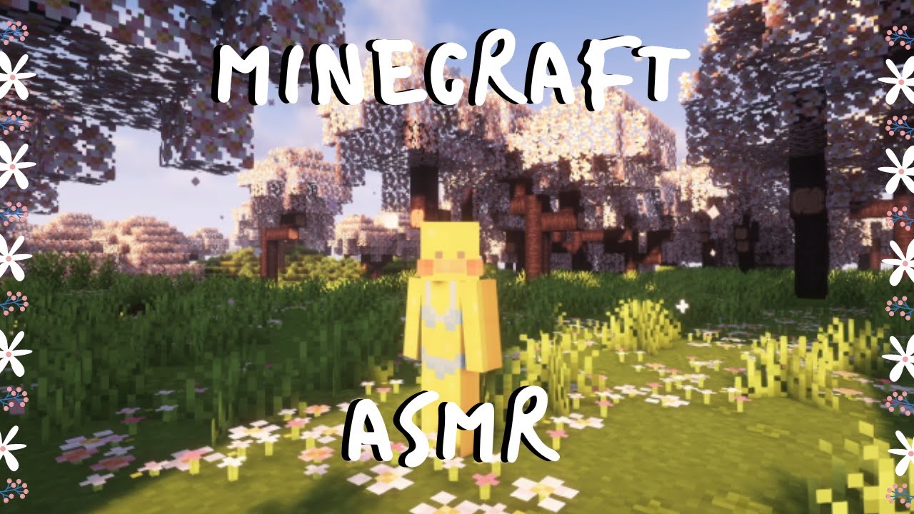 asmr minecraft survival cherry biome house (game audio, keyboard, softspoken, whispering)