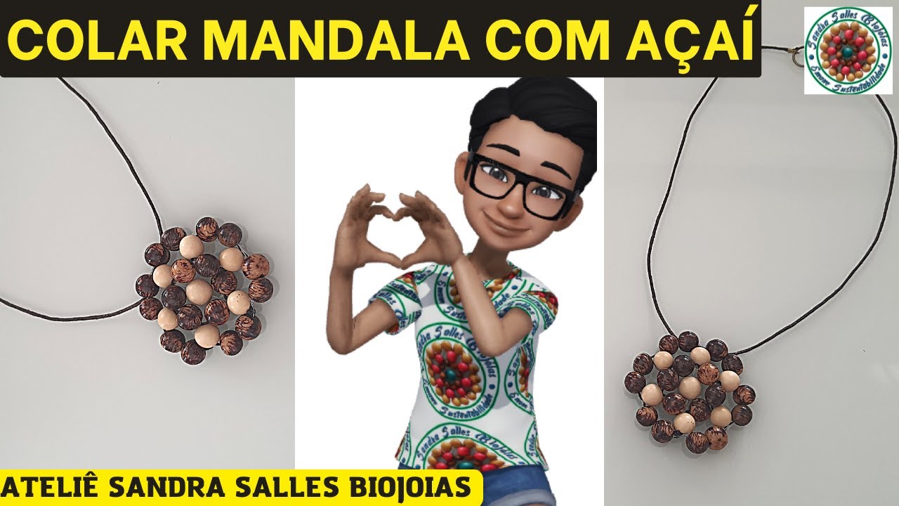 COLAR MANDALA COM AÇAÍ BIOJOIA DE SEMENTES  @Ateliê Sandra Salles Biojoias #biojoias #biojoia