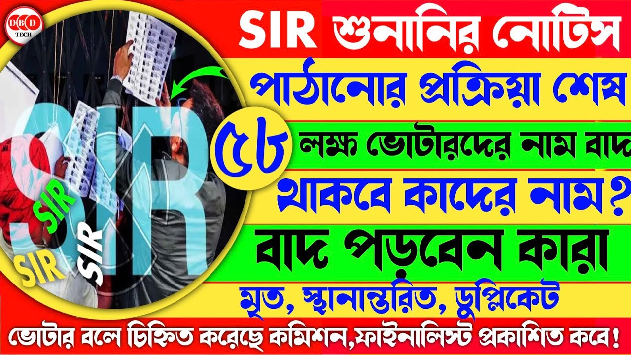 SIR এ ৫৮ লক্ষ ভোটারের নাম বাদ | নাম থাকবে কাদের,বাদ পড়লো কারা | ফাইনাল ভোটার লিস্ট প্রকাশিত হবে কবে