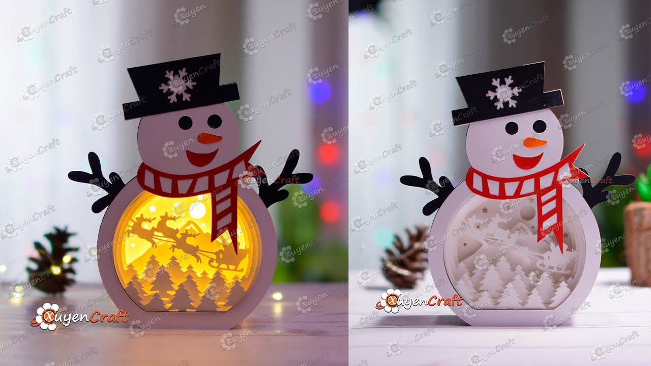 How to make Snowman Shadow Box - 3D Christmas Lantern for Christmas Decor, SVG for Cricut Projects