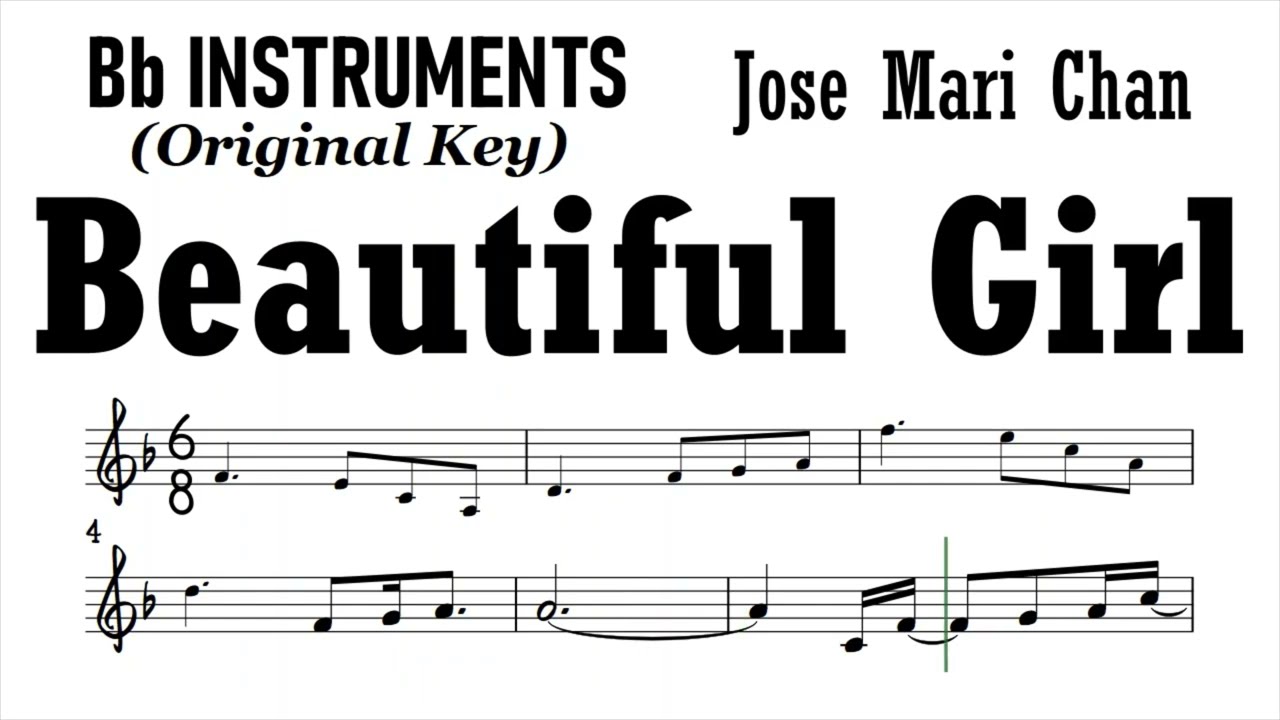 Beautiful Girl Bb Instruments Sheet Music Backing Track Play Along Partitura