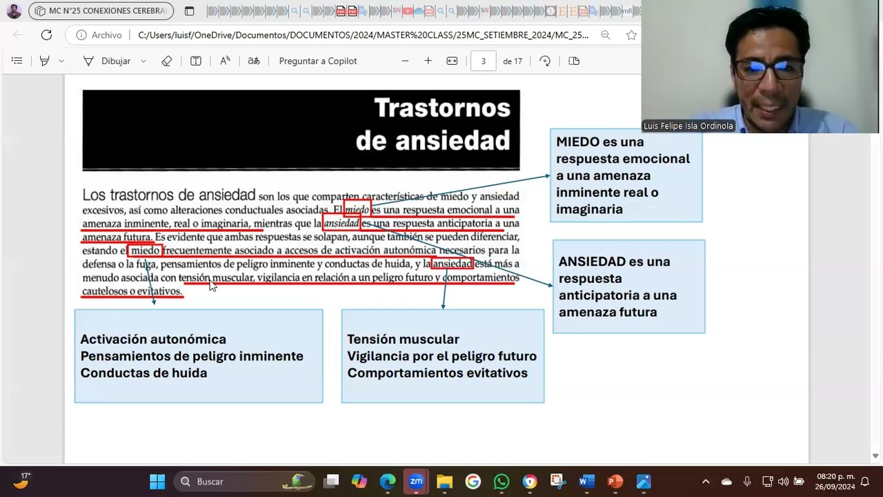 MasterClass Gratuita N°25: Conexiones Cerebrales de la Ansiedad