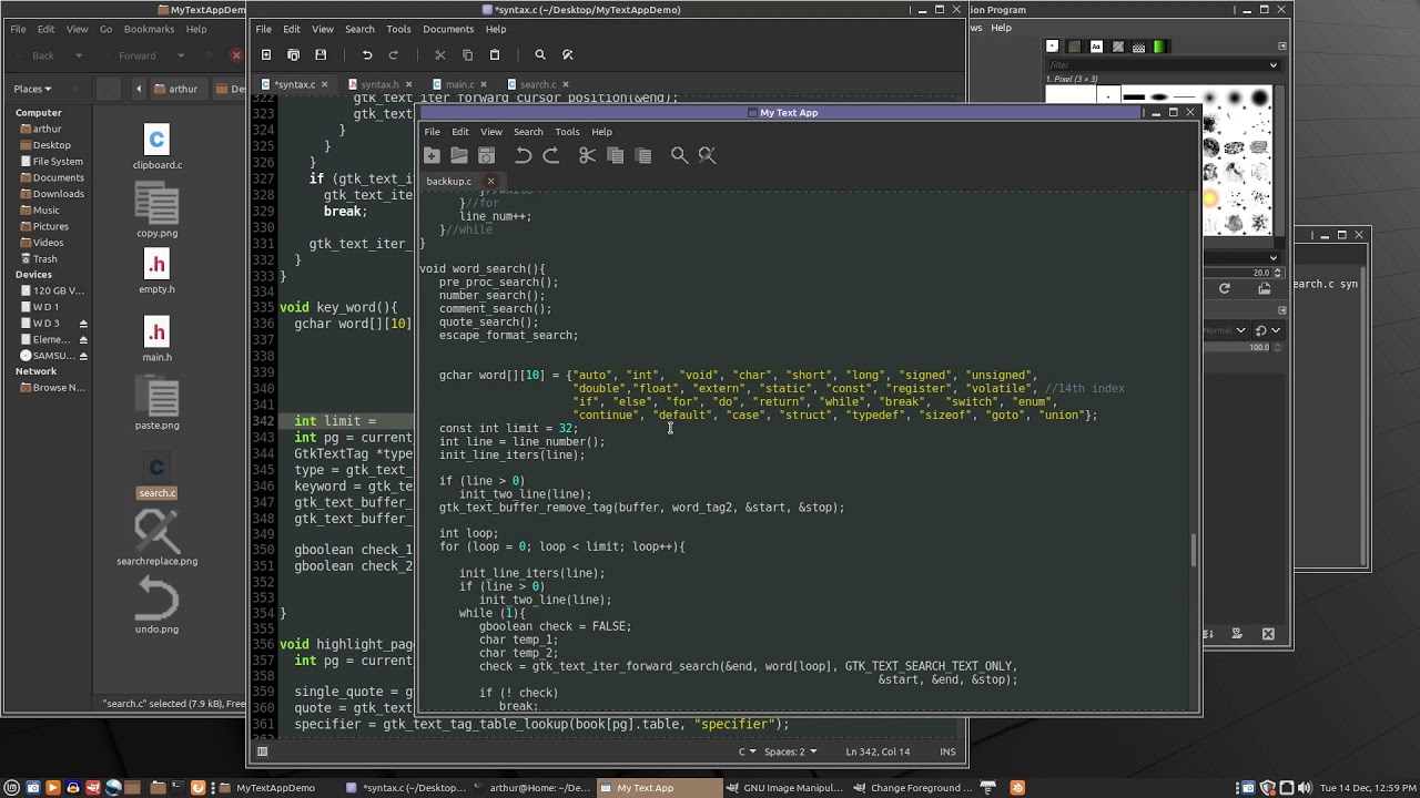 GTK GUI Highlight Keywords & Types