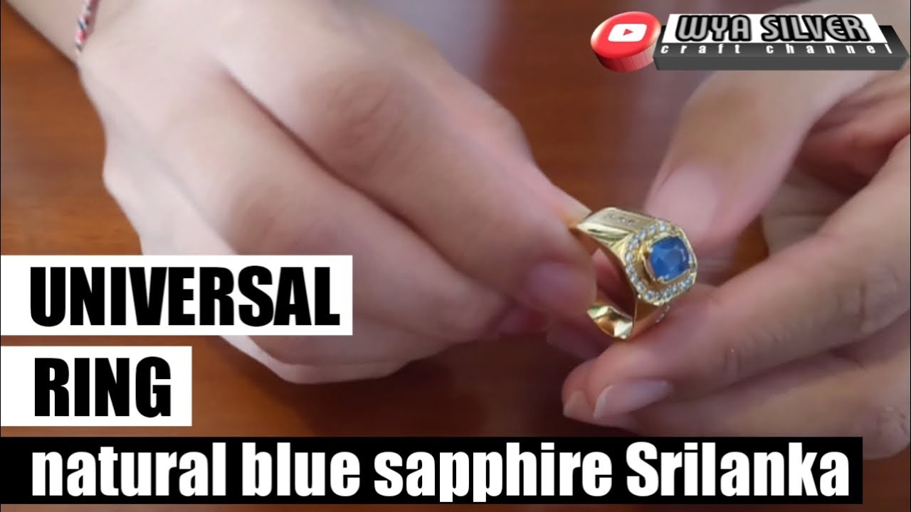 Universal gold ring NATURAL BLUE SAPPHIRE SRILANKA Gemstone || WYA SILVER