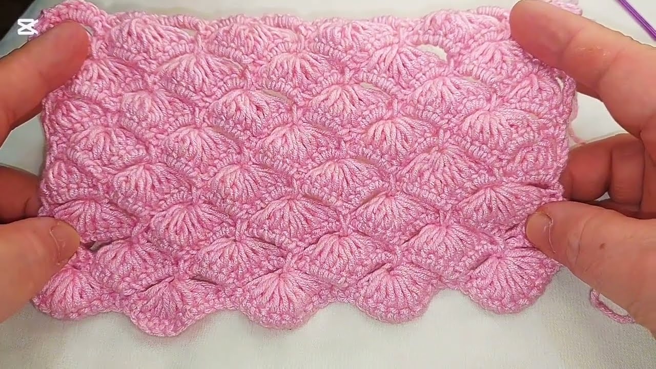 غرزة صدف البحر سهلة جدًا ✨ من خطوتين فقط | مفرش سرير كروشيه 🧶 Seashell Stitch