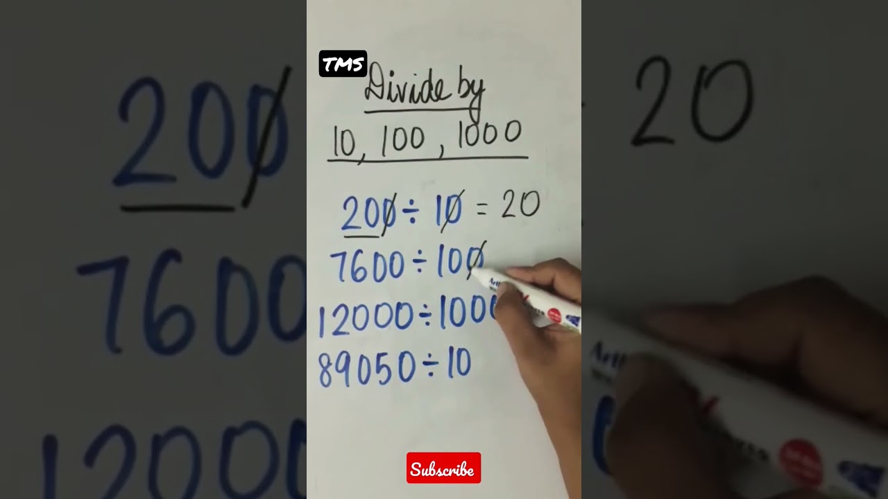 Division by 10, 100, 1000 #shortsfeed #division #math #shorts
