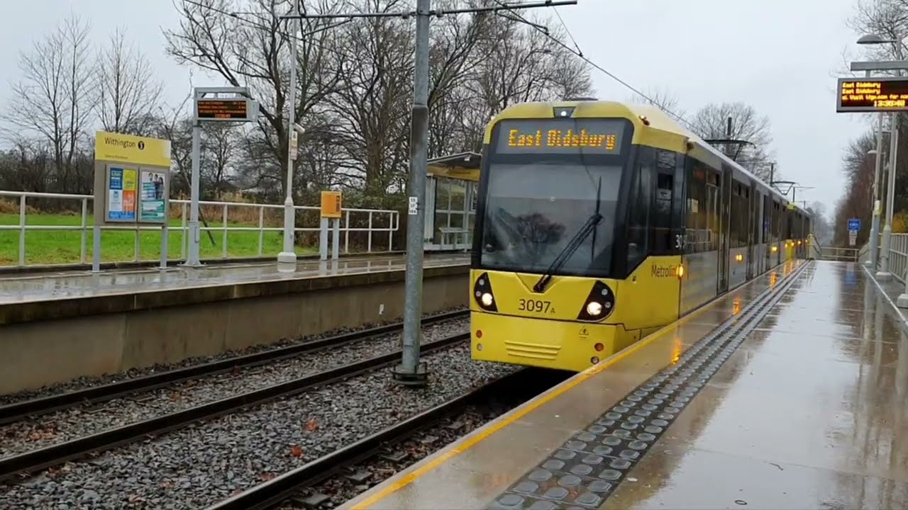 Ride on the tram from Withington to East Didsbury | Manchester Metrolink 3097