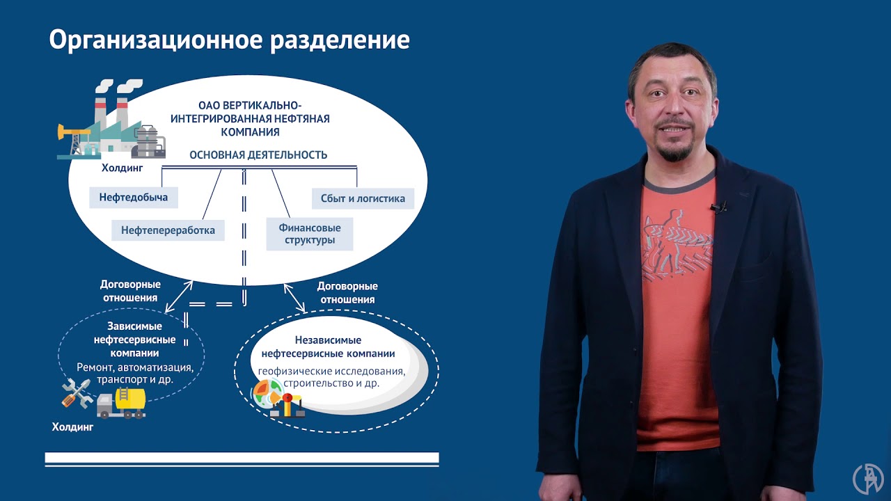 Общая схема организации работы вертикально-интегрированных и нефтесервисных компаний
