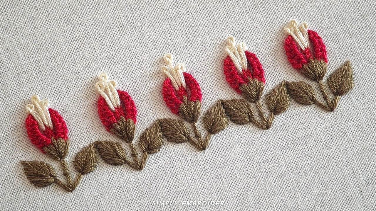 Hand Embroidery Border Design| Cast On Stitch Embroidery for Beginners
