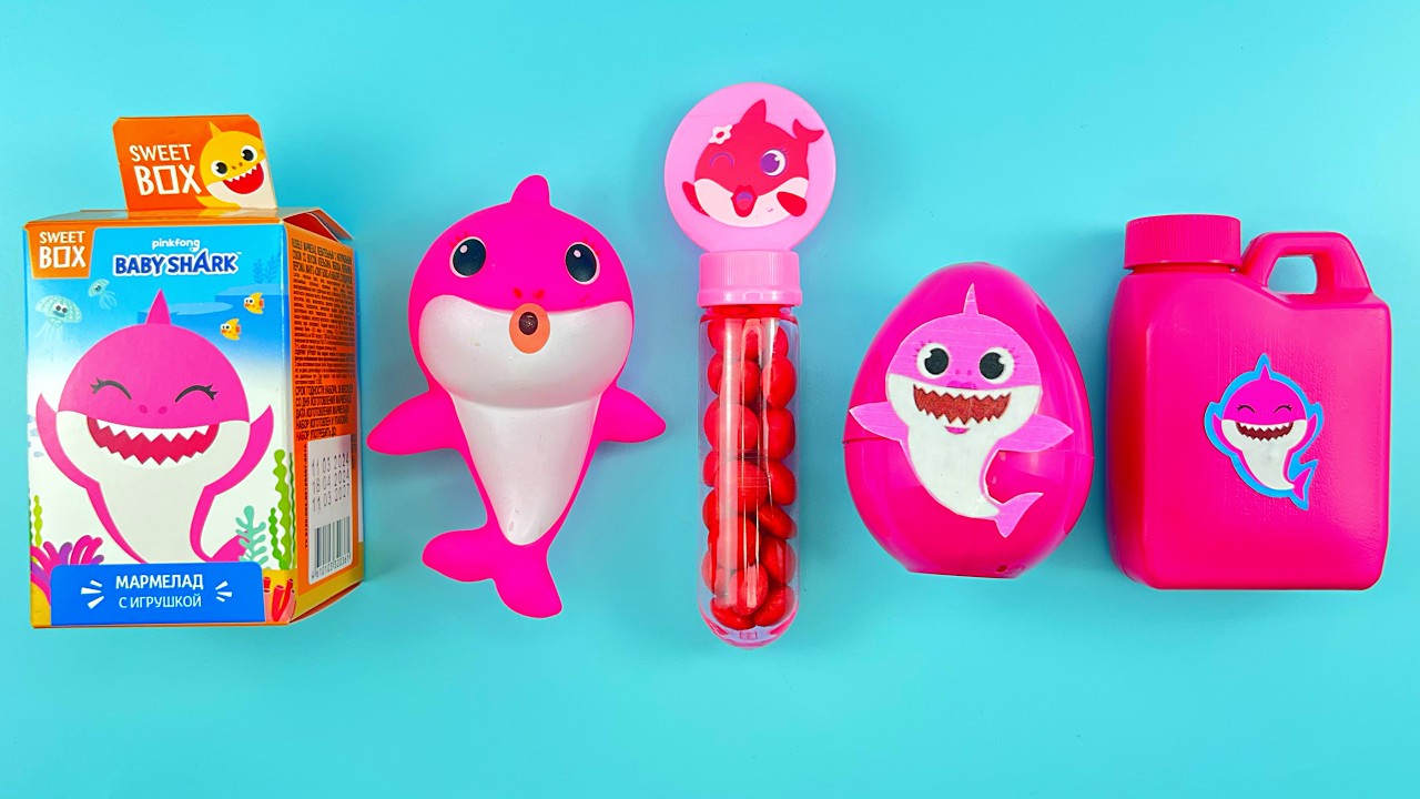 🦈💙 Baby Shark Pez Dispenser ASMR | Crinkly Candy Wrappers & Egg Surprise Opening