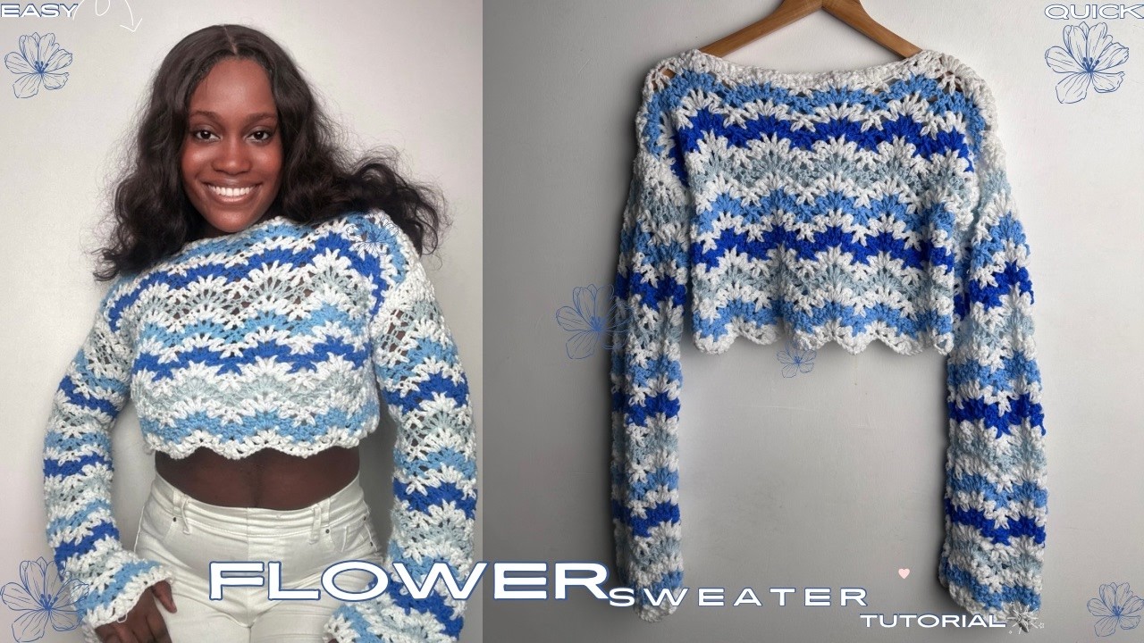 Crochet a Flower Sweater| Trendy & Easy Spring Top Tutorial for Beginners (All Sizes!)