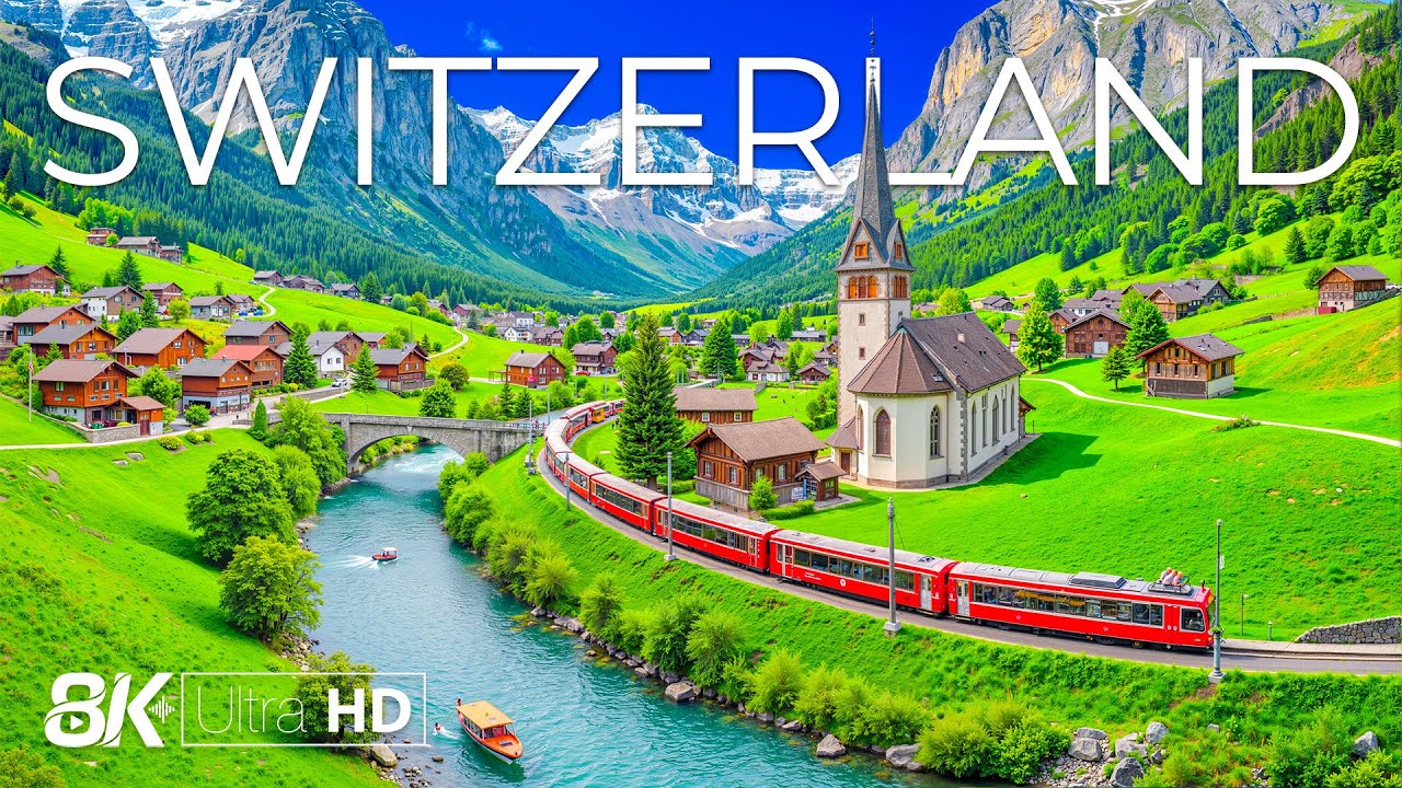Switzerland 8K | Majestic Alps – Crystal-clear Lakes, Charming Villages & Scenic Beauty