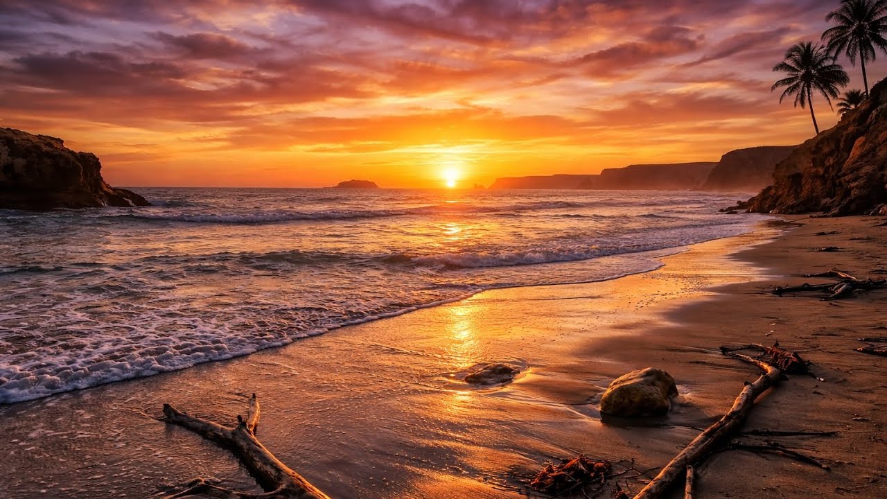 30 Minutes Relaxing Ocean Sunset 🌅 | Calm Music for Stress Relief & Sleep