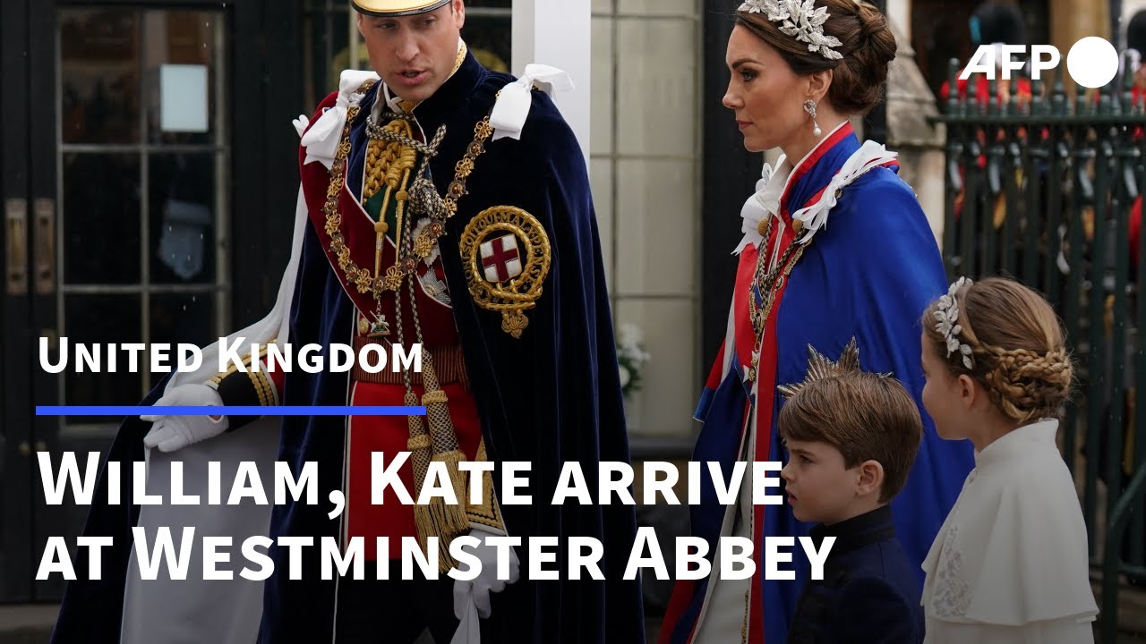 Prince William, Kate and children arrive at Westminster Abbey for coronation | AFP