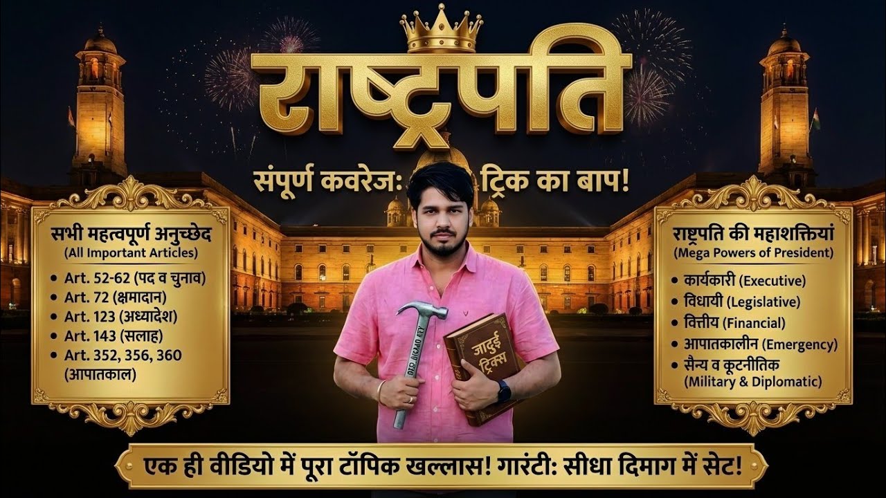  भारत के राष्ट्रपति Complete Topic | Election | Railway Group D, LDC, SSC Polity, Tricks All Exam 