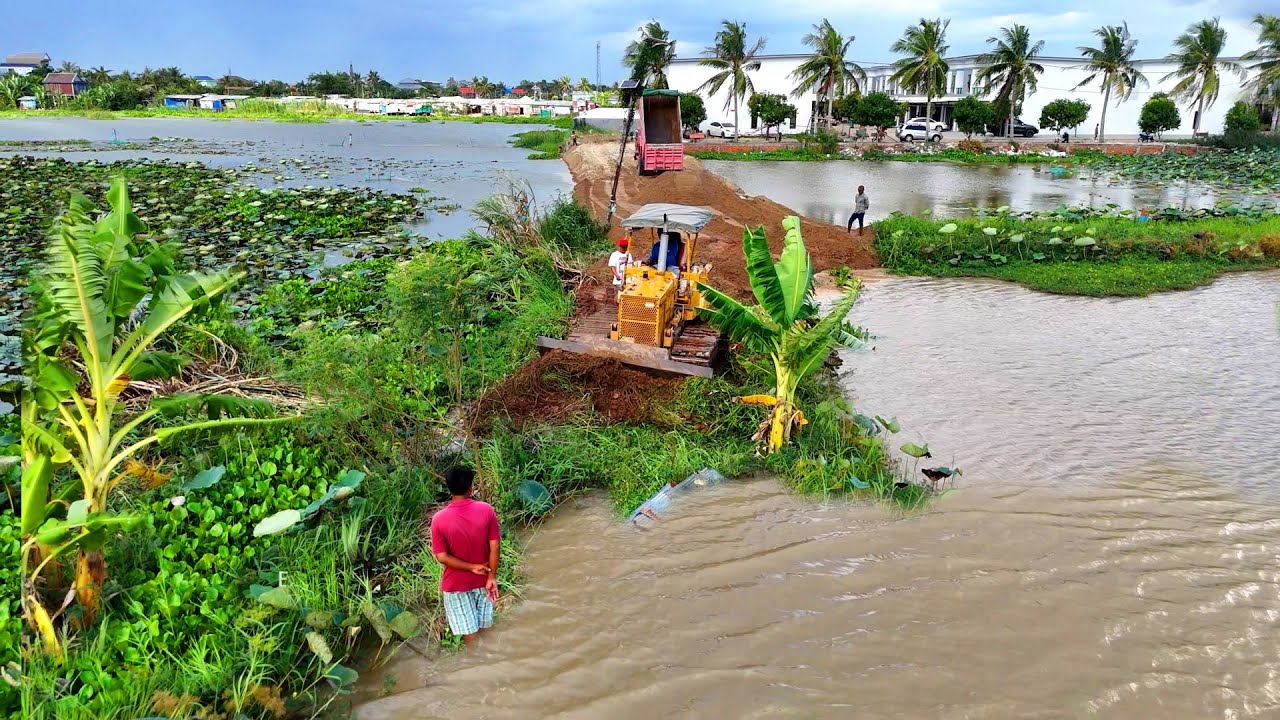 Fabulous video continue the project to remove the second lake by bulldozer d31p and many truck