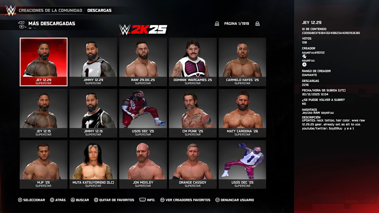 WWE 2K25: BEST CAWS OF THE WEEK (01/04/26) - (12/29/25) | #43 | MEJORES CREACIONES DE LA SEMANA