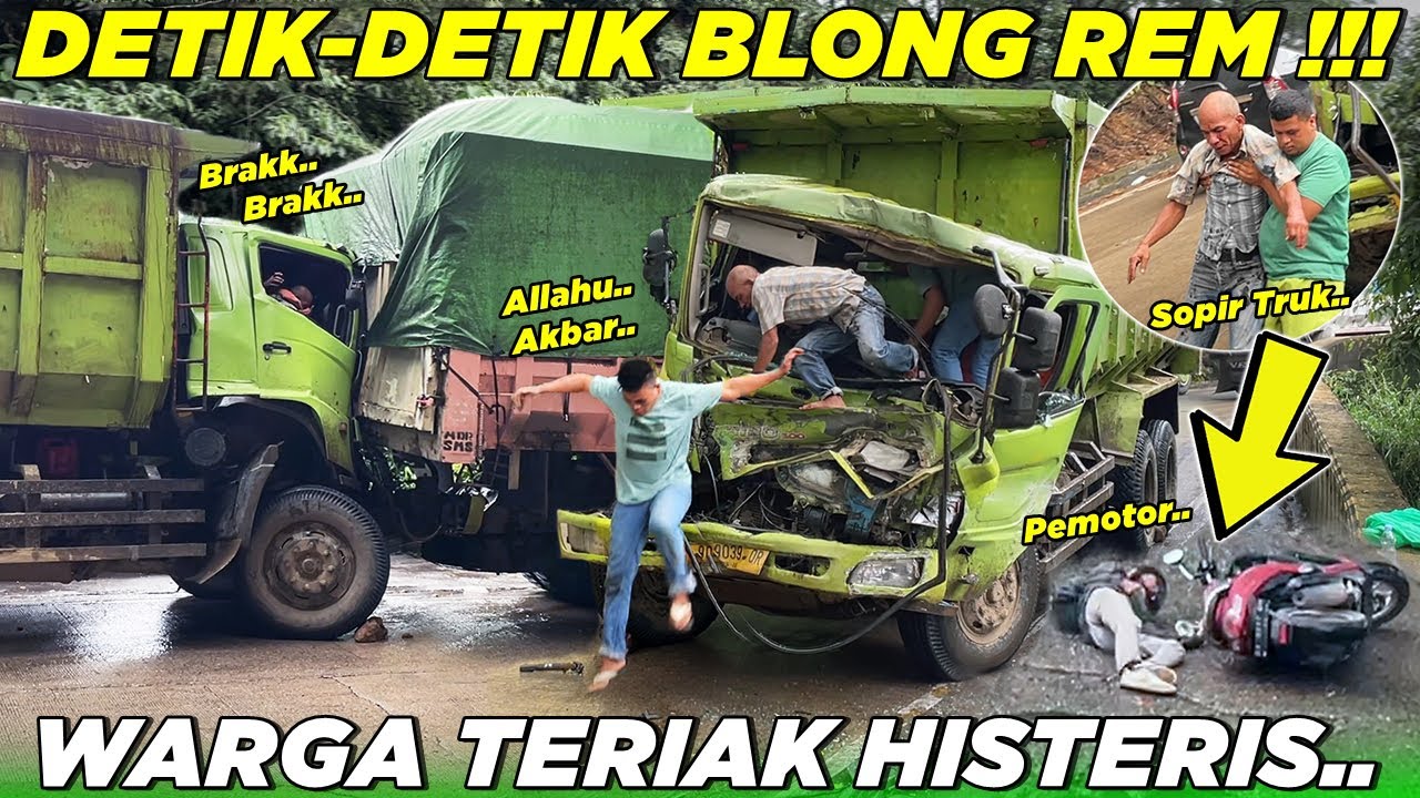 TERJADI DI DEPAN MATA !!! Detik Detik Truk Rem Blong, Warga Panik Teriak Histeris di Sitinjau Lauik