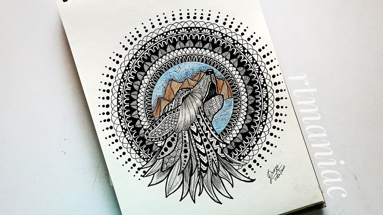 Creative Mandala Art For Beginners | Wolf Mandala Art #rtmaniac