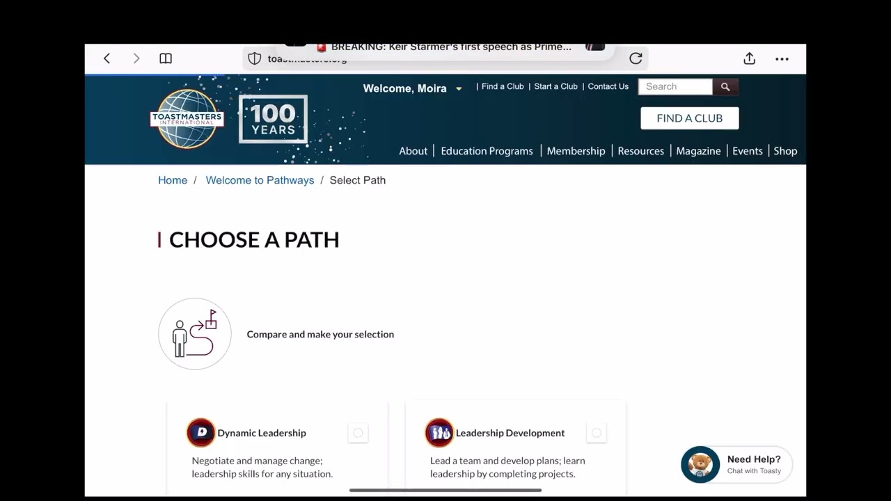 Как выбрать свой первый путь в программе Toastmasters Pathways