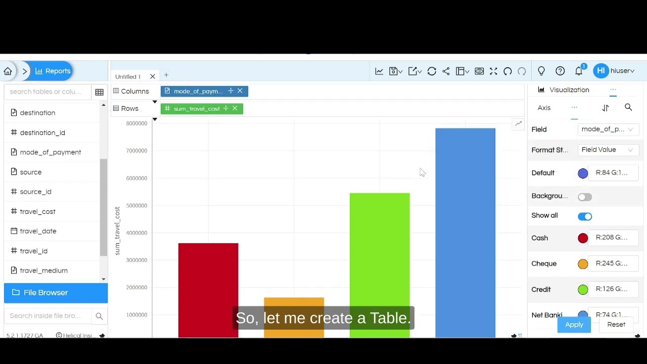 Color Customization for a Report in Open Source BI Helical Insight v 5.0 onwards
