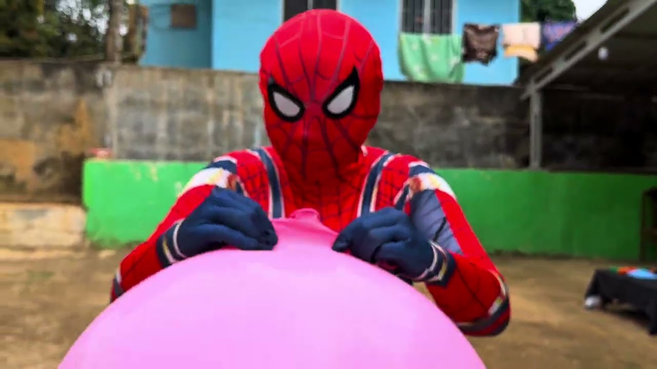 SPIDERMAN vs. GIANT BALLOON ROCKET! 😱 Caught at the Last Second… Almost Let Go!