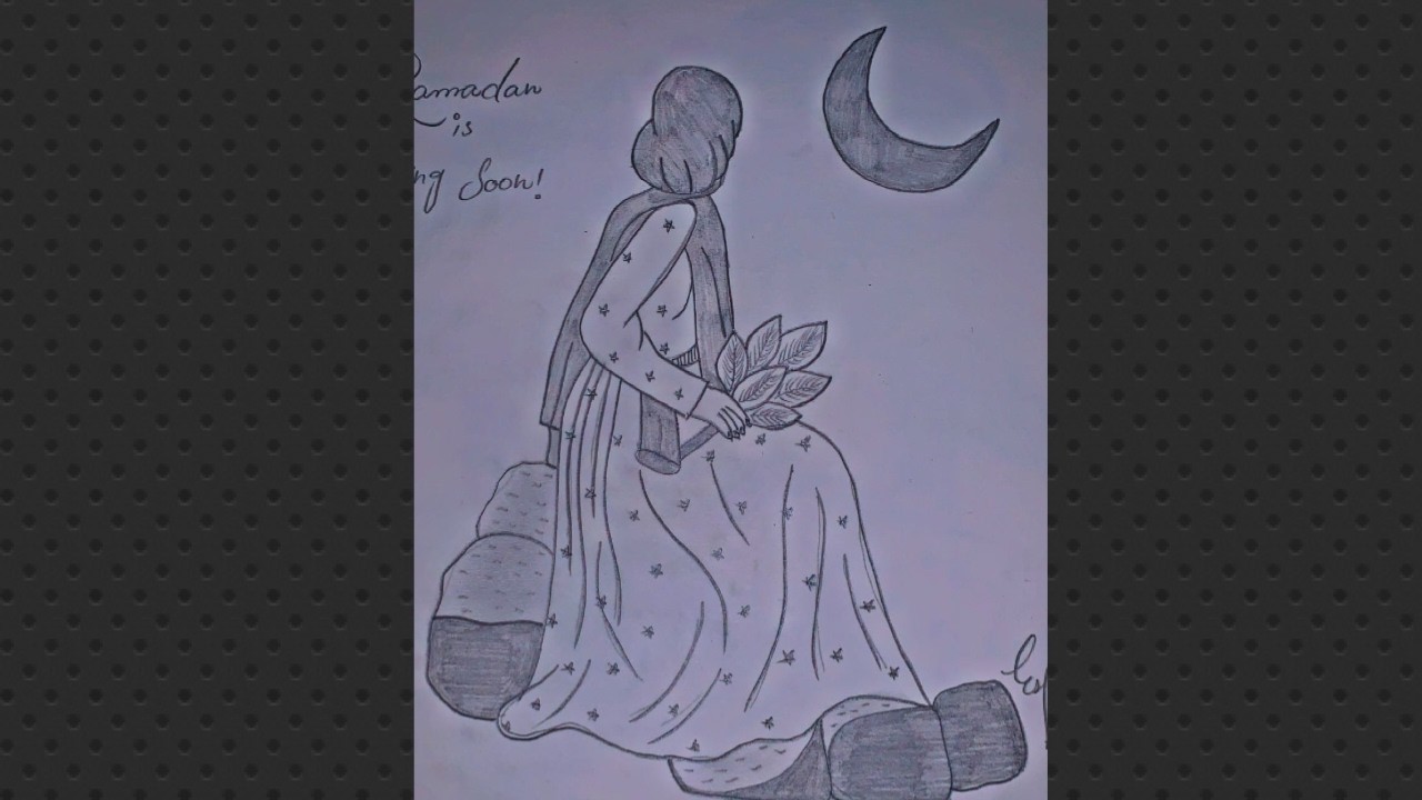 How to draw a girl Ramadan coming soon sketch...draw a girl drawing step by step ❤️