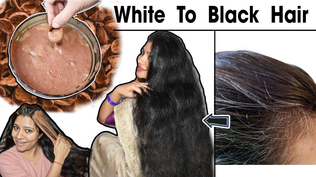 Turn Premature White Hairs To Black Without Henna,Indigo,Dye सफेद बालों को काला बनायें।