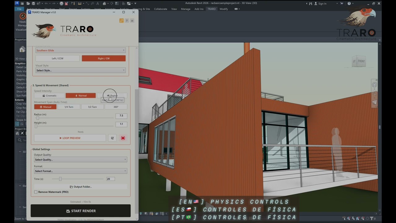 TRARO para Revit | Guía de Inicio: Videos Cinemáticos sin Renderizar