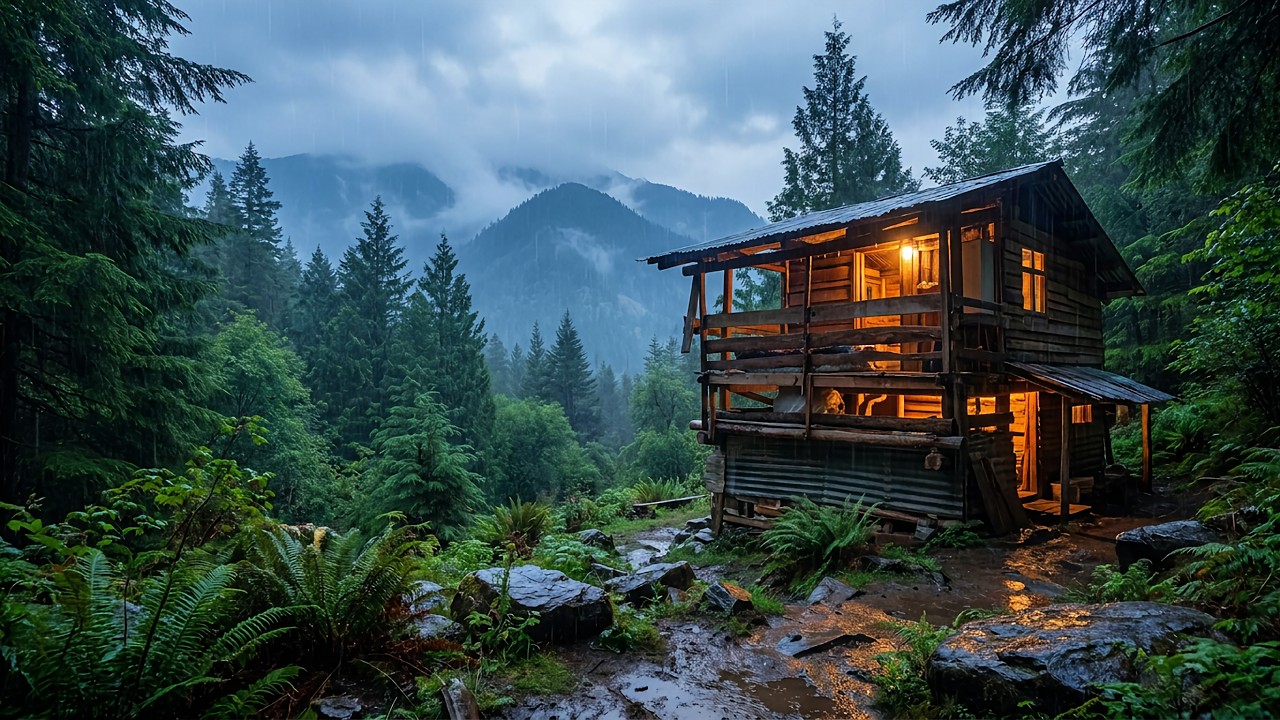 Alone in the Forest Cabin | Preparing for Winter and a Rainy Village Evening