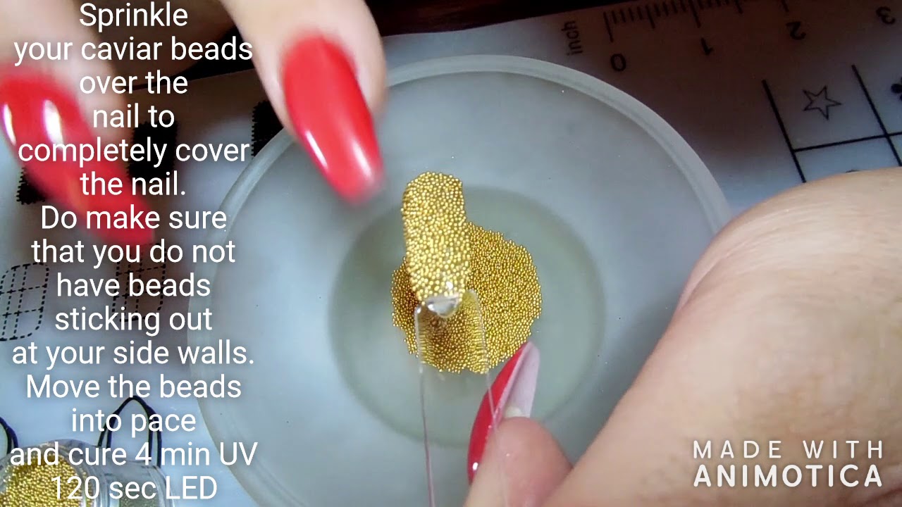How to apply full nail caviar beads