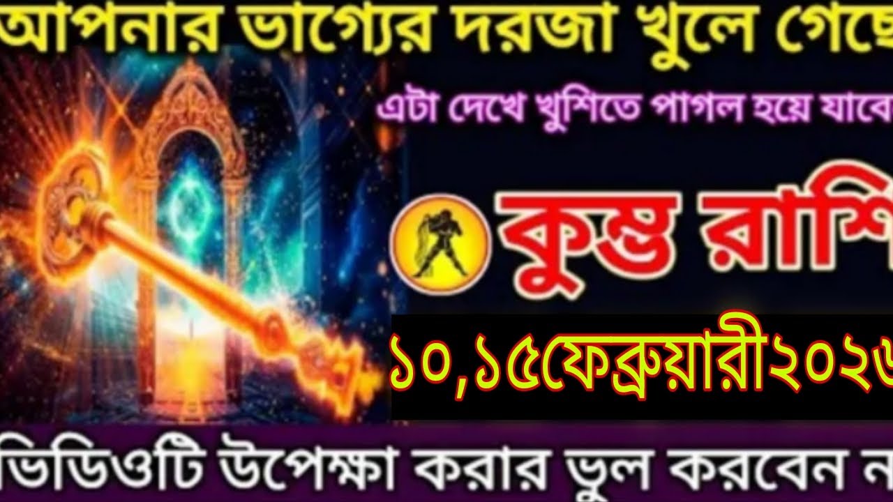 আপনার ভাগ্যের দরজা খুলে গেছে! 😱🔥কুম্ভ রাশি | ১০–১৫ ফেব্রুয়ারি ২০২৬এটা দেখলে বিশ্বাস করবেন না!#aajka