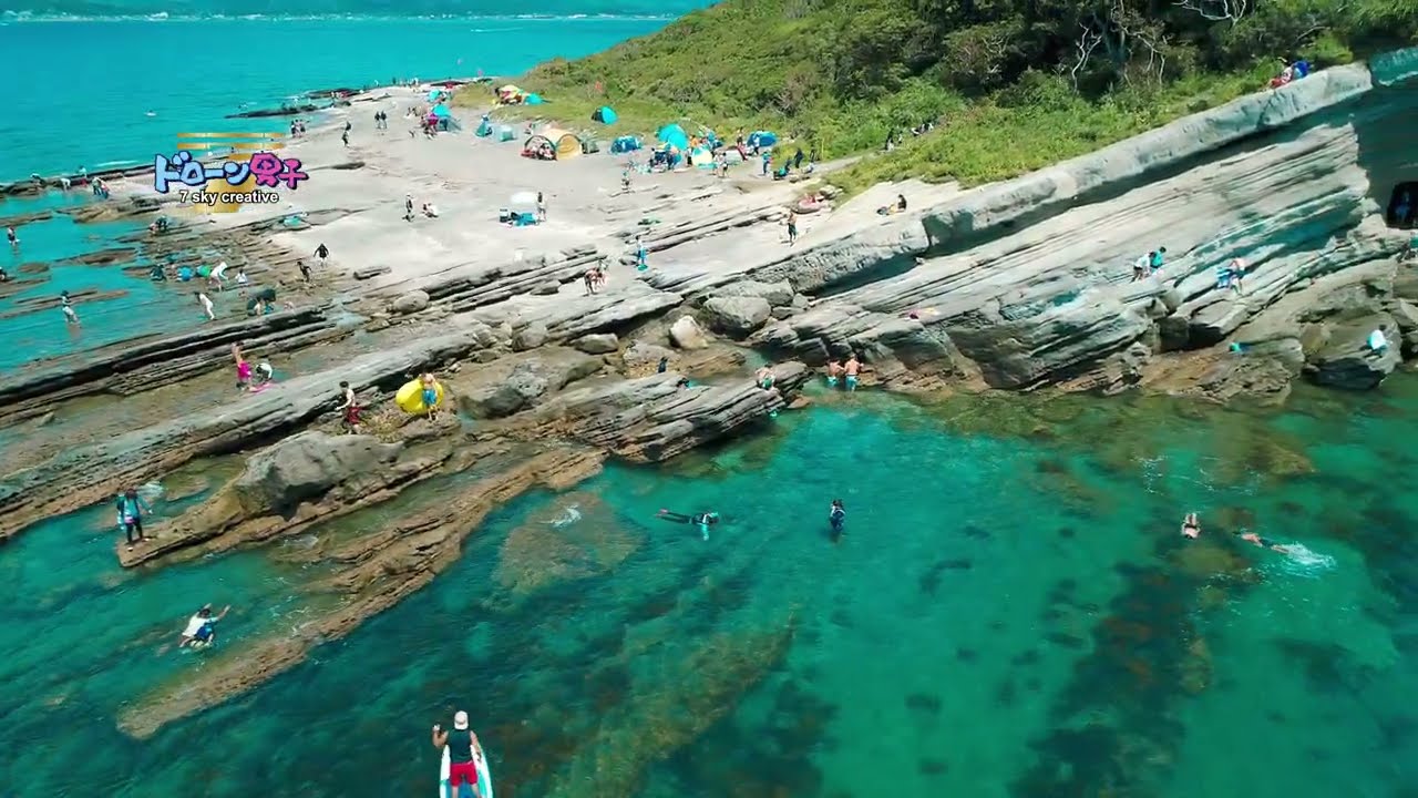 沖ノ島海水浴場「東京から90分の無人島」千葉県館山市 ドローン男子空撮