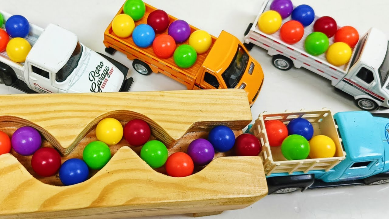 Marble Run ASMR Race ☆ HABA Slope & Dump Truck Excavator Ambulance Forklift Garbage Truck Tractors